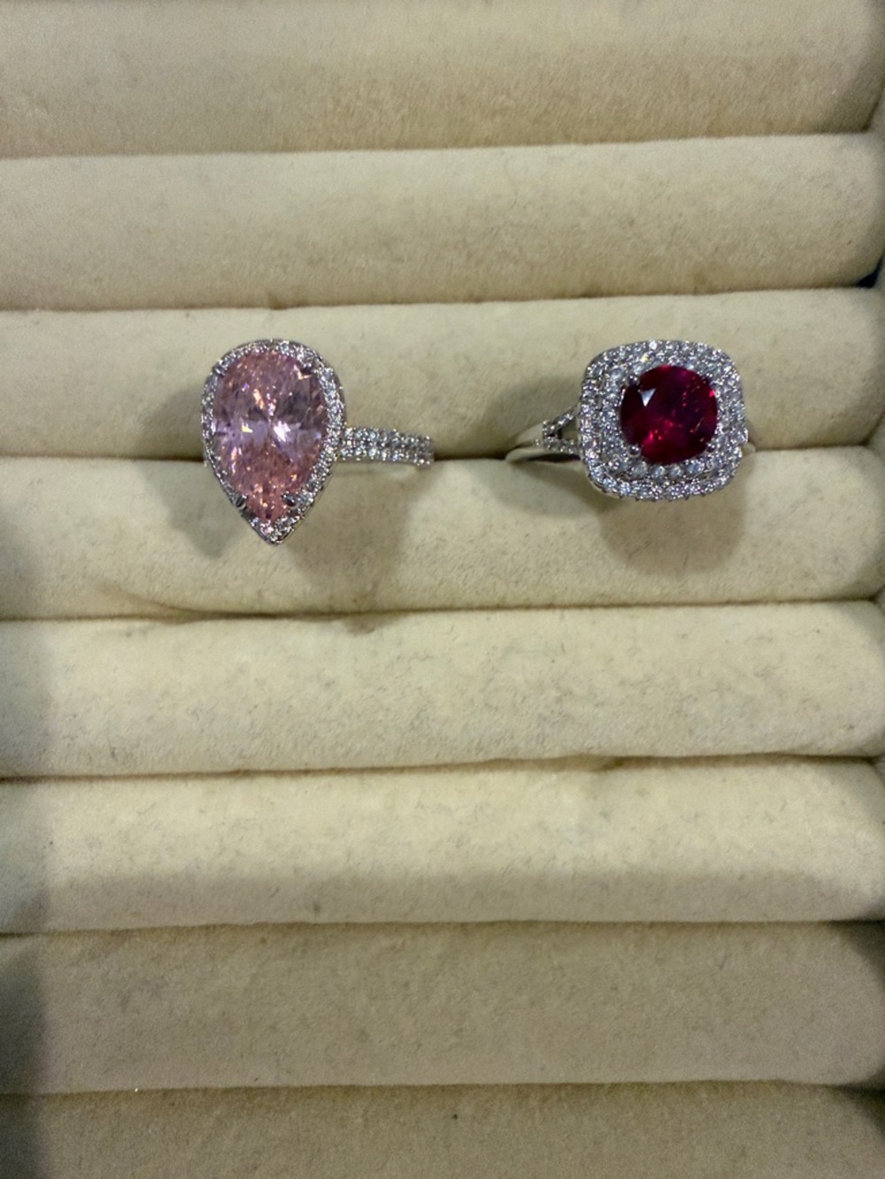 Pink Pear & Ruby Halo Cocktail Rings - Women Jewelry for ahava